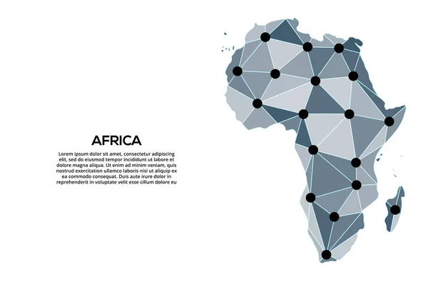 Carte Réseau Communication Afrique Image Vectorielle Une Carte Mondiale Basse — Image vectorielle