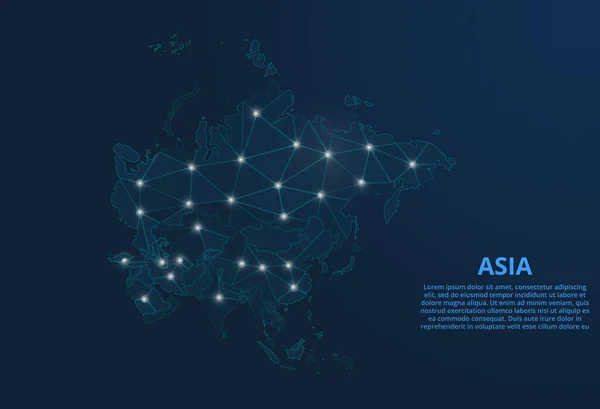 Mappa Della Rete Comunicazione Asia Immagine Basso Poli Vettoriale Una — Vettoriale Stock