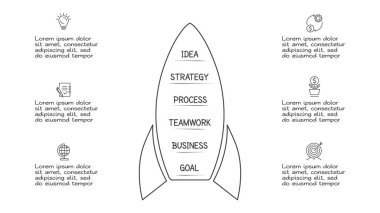 6 seçenekli Doodle döngüsü bilgi ögeleri.