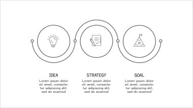 Üç seçeneği olan karalama bilgi ögeleri. Sunum için vektör iş şablonu