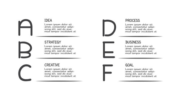 Doodle infographic elements with 6 options. Vector business template for presentation