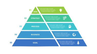 5 adım, seçenek, parça veya süreçle bilgi için yaratıcı bir kavram.