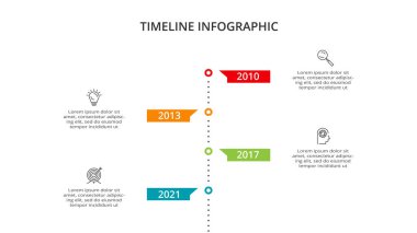 7 elementten oluşan zaman çizelgesi, web, iş ve sunumlar için bilgi şablonu