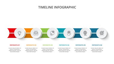 7 elementten oluşan zaman çizelgesi, web, iş ve sunumlar için bilgi şablonu