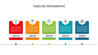 5 unsurlu zaman çizelgesi, web, iş ve sunumlar için bilgi şablonu