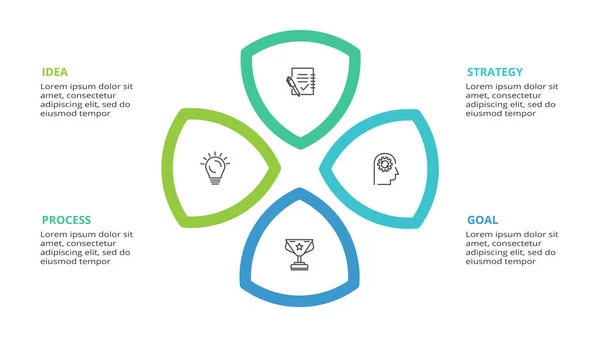 Concepto Creativo Para Infografía Con Pasos Opciones Piezas Procesos — Vector de stock