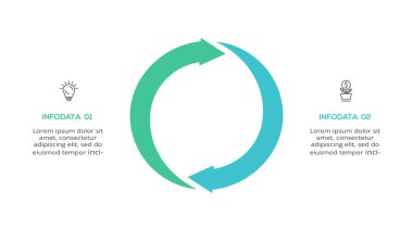 2 adım, seçenek, parça veya süreçle bilgi için yaratıcı bir kavram.