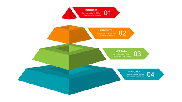 Pirámide Vectorial Arriba Flechas Infografía Diagrama Gráfico Triángulo Gráfico Presentación — Vector de stock