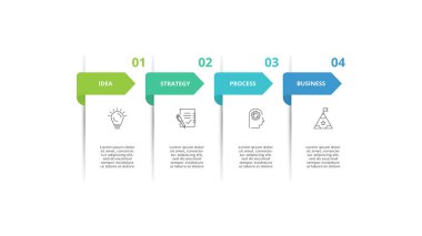 4 adım, seçenek, parça veya süreçle bilgi için yaratıcı bir kavram.