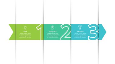 3 adım, seçenek, parça veya süreçle bilgi için yaratıcı bir kavram.