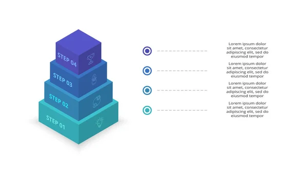 Vector Infografische Piramide Vergelijk Grafiek Met Kleurrijke Zwevende Lagen — Stockvector