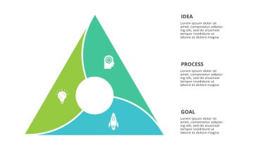 3 adım, seçenek, parça veya süreçle bilgi için yaratıcı bir kavram.