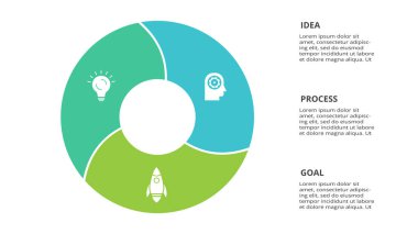 3 adım, seçenek, parça veya süreçle bilgi için yaratıcı bir kavram.