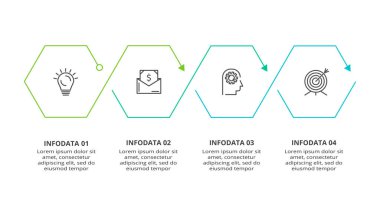 4 adım, seçenek, parça veya süreçle bilgi için yaratıcı bir kavram.