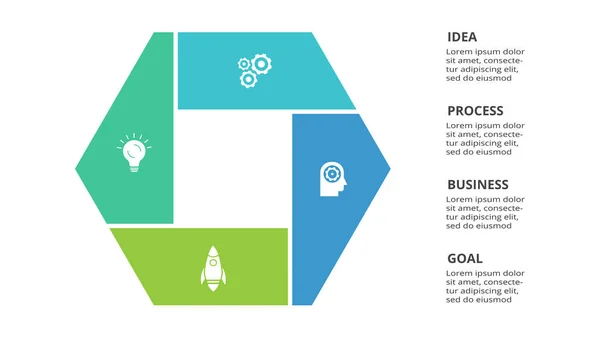 Concepto Creativo Para Infografía Con Pasos Opciones Piezas Procesos — Archivo Imágenes Vectoriales