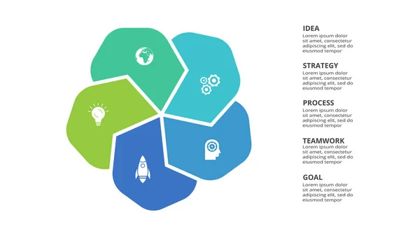 Concepto Creativo Para Infografía Con Pasos Opciones Piezas Procesos — Vector de stock