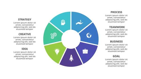 Concepto Creativo Para Infografía Con Pasos Opciones Piezas Procesos — Archivo Imágenes Vectoriales