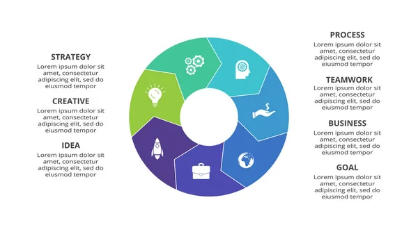 Concepto Creativo Para Infografía Con Pasos Opciones Piezas Procesos — Vector de stock