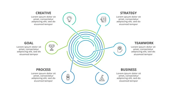 Concepto Creativo Para Infografía Con Pasos Opciones Piezas Procesos — Archivo Imágenes Vectoriales