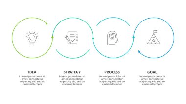 4 adım, seçenek, parça veya süreçle bilgi için yaratıcı bir kavram.