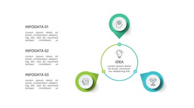 3 adım, seçenek, parça veya süreçle bilgi için yaratıcı bir kavram.