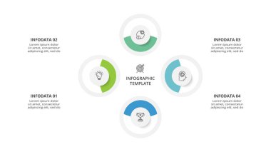 4 adım, seçenek, parça veya süreçle bilgi için yaratıcı bir kavram.
