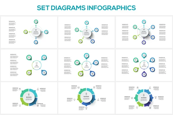 Schemat Elementami Szablon Infograficzny Dla Sieci Biznesu — Wektor stockowy