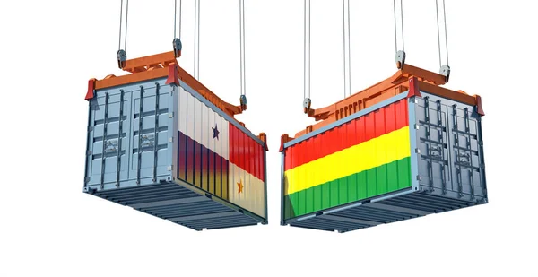 Вантажні Контейнери Болівією Панамським Національним Прапором Рендерінг — стокове фото
