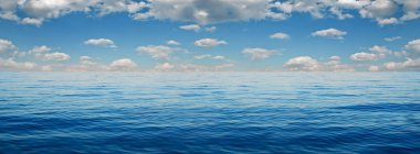 Panorama of white clouds on a background of blue sea clipart