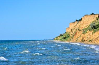 Arka plan mavi deniz üzerinde vahşi beach.