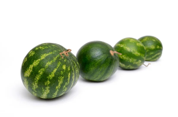 Reife Grüne Wassermelonen Isoliert Auf Weißem Hintergrund — Stockfoto