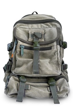 Beyaz arka plan üzerinde izole büyük askeri sırt çantası