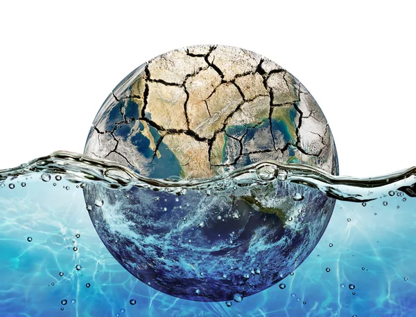 Dried up planet immersed in the waters of world ocean — Stock Photo, Image