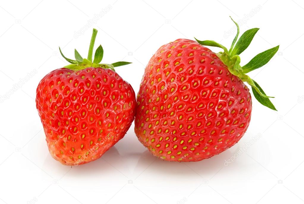 Ripe red strawberries isolated on white background