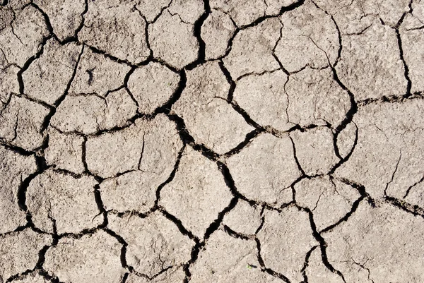 La textura agrietada, seca la superficie de la tierra — Foto de Stock