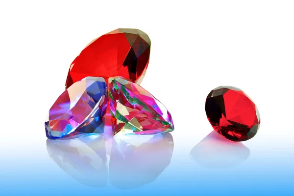 Les pierres précieuses émeraudes, rubis et diamants — Photo
