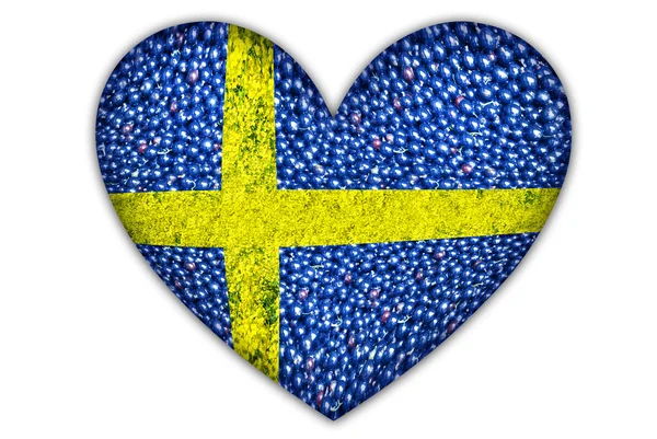 Bandera de Suecia en forma de corazones sobre un fondo blanco . — Foto de Stock