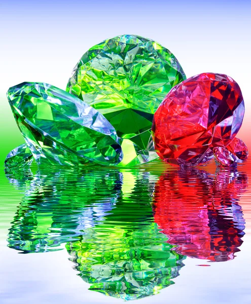 Luxury, precious stones,reflected in the water. — Stock Photo, Image