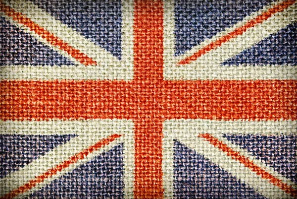 Texture of coarse cloth with the image of the Union Jack. — Stock Photo, Image
