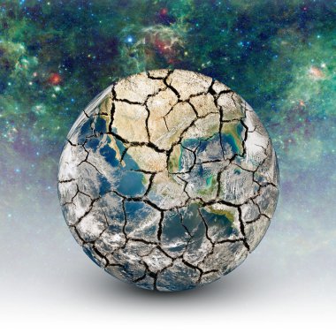 Cracked Earth on the background of the starry sky clipart