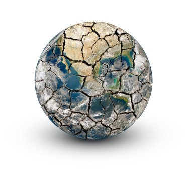 Cracked earth planet isolated on a white background clipart