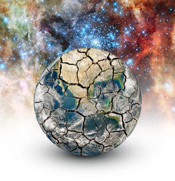 Cracked Earth on the background of the starry sky — Stock Photo, Image
