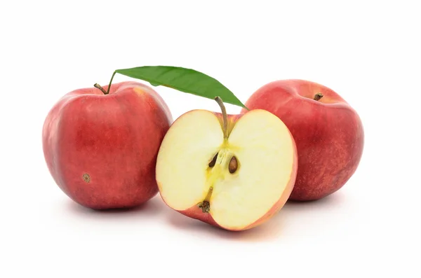 Κόκκινο, ώριμα μήλα Jonagold που απομονώνονται σε λευκό φόντο — Φωτογραφία Αρχείου