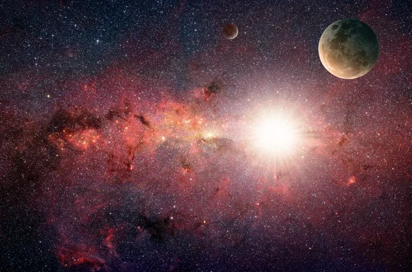 Planet im Hintergrund Galaxien und leuchtende Sterne. Elemente dieses Bildes von der nasa — Stockfoto