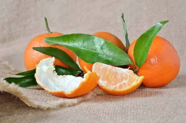 Čerstvý, zralé citrusové plody s hrubou pytloviny — Stock fotografie