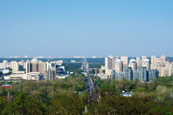 Paisagem da cidade de Kiev visão de olho de pássaro — Fotografia de Stock