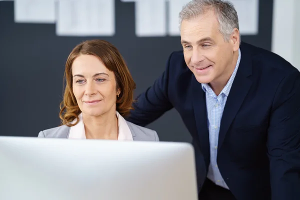 Two dedicated middle-aged business partners — Stock Photo, Image