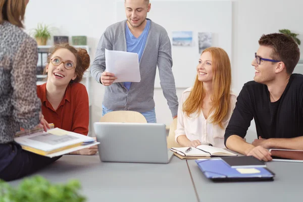 Motivated diverse young business team — Stock Photo, Image
