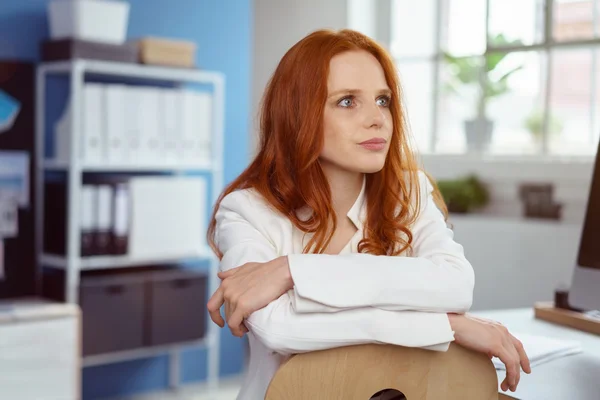 Thoughtful serious young businesswoman — Stock Photo, Image