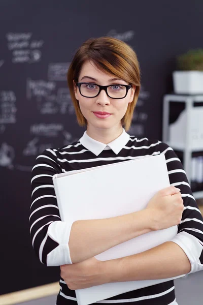 Efficient business secretary holding a file — Stock Photo, Image